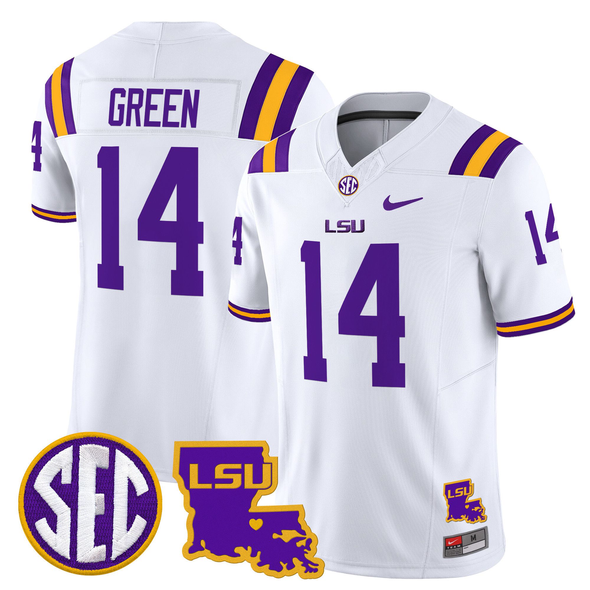 Men LSU Tigers #14 Green White 2024 Nike Louisiana Patch Vapor Limited NCAA Jersey->indianapolis colts->NFL Jersey